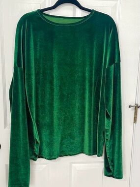 Emerald Green Velvet Women's Top